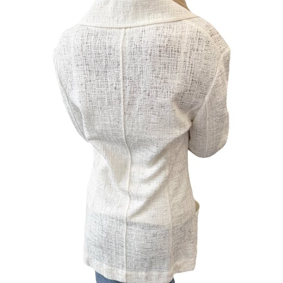 CHANEL Vintage 98P CC Logo Button Boucle Tweed Blazer Jacket #38 White [106201] - Picture 2 of 12